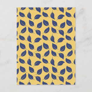 Carte Postale Petit Feuille bleu Motif jaune