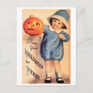 Carte Postale Petit Garçon Citrouille - Que Votre Halloween Soit
