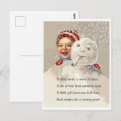 Carte Postale Petit garçon se cachant derrière un bonhomme de ne (Devant / Derrière)