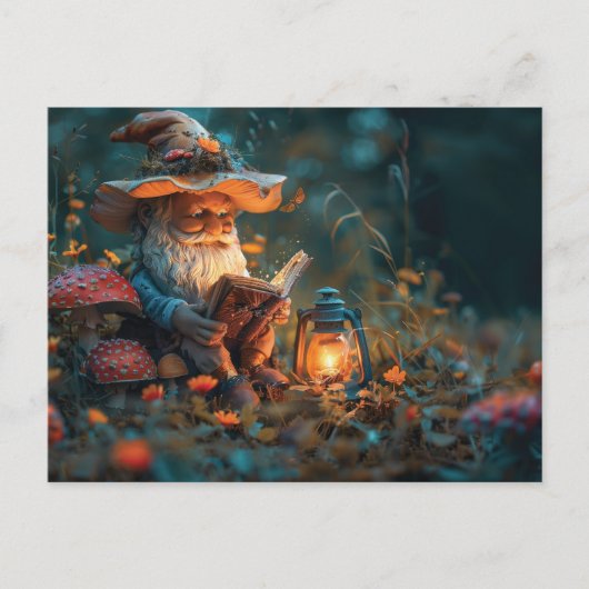 Carte Postale Petit gnome lisant un livre (Devant)