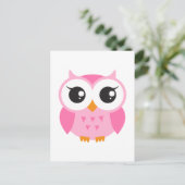 Carte Postale Petit hibou caricature rose pâle (Debout devant)