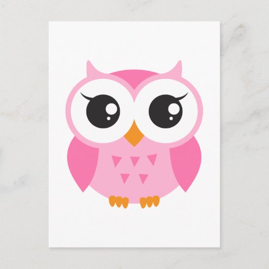 Carte Postale Petit hibou caricature rose pâle (Devant)