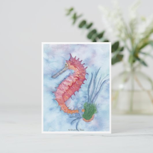 Carte Postale Petit Hippocampe Rose (Debout devant)