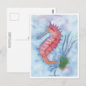 Carte Postale Petit Hippocampe Rose (Devant / Derrière)