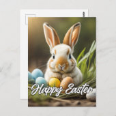 Carte Postale Petit lapin de Pâques Fluffy (Devant / Derrière)