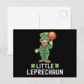 Carte Postale Petit Leprechaun - Basketball pour la Saint-Patric (Devant / Derrière)