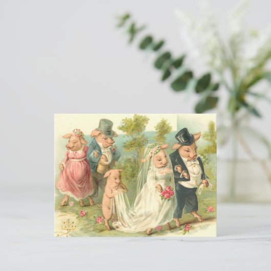 Carte Postale Petit Mariage Piggy (Debout devant)