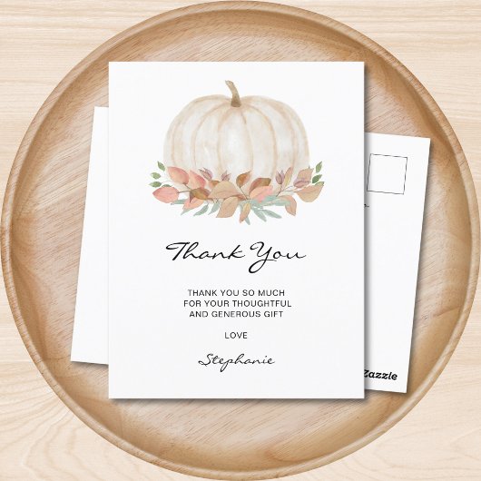 Carte Postale Petit Merci de Baby shower Citrouille