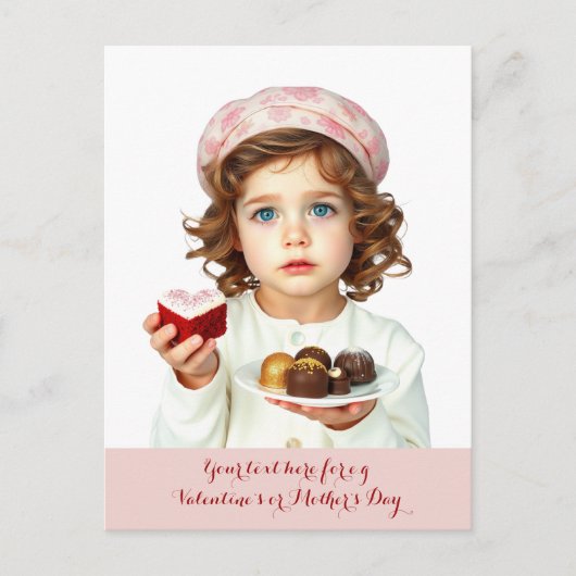 Carte Postale Petit mignon avec chocolats en velours en forme de (Devant)