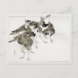 Carte Postale Petit Oiseau de Pluvier annelé, Watanabe Seitei