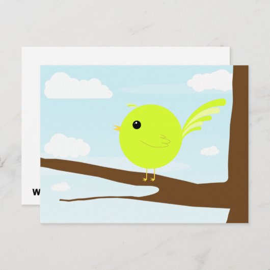 Carte Postale Petit oiseau sur un arbre (Devant / Derrière)