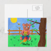 Carte Postale Petit ours au miel, Bonjour ! (Devant / Derrière)