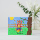 Carte Postale Petit ours au miel, Bonjour ! (Debout devant)