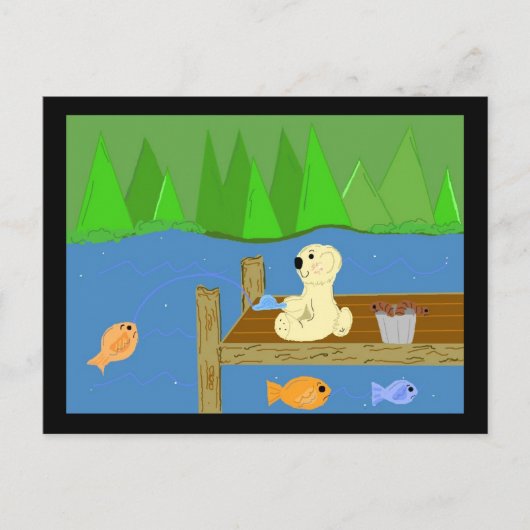 Carte Postale Petit ours sur le quai (Devant)