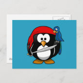 Carte Postale Petit pingouin de pirate animé mignon (Devant / Derrière)