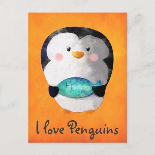 Carte Postale Petit Pingouin mignon (Devant)