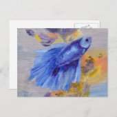 Carte Postale Petit poisson bleu Betta (Devant / Derrière)