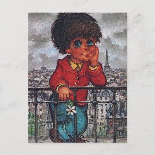 Carte Postale Petit Poulbot à la fleur (Devant)