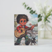 Carte Postale Petit Poulbot à la guitare (Debout devant)