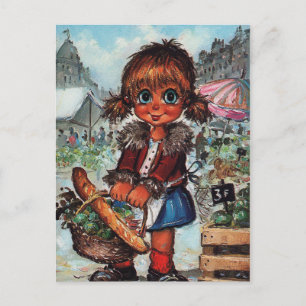 Carte Postale Petit Poulbot au marché