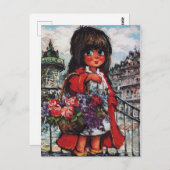 Carte Postale Petit Poulbot vendeuse de fleurs (Devant / Derrière)