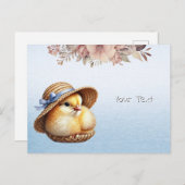 Carte postale Petit Poussin Ruban Bleu (Devant / Derrière)