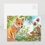 Carte Postale Petit Renard Et Tamia (Devant / Derrière)