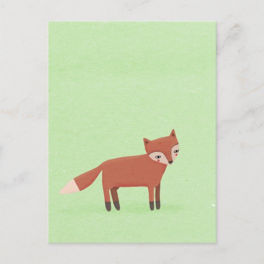 Carte Postale petit renard mignon créature des bois sur vert (Devant)