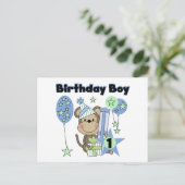 Carte Postale Petit Singe Avec Cadeaux 1er anniversaire (Debout devant)