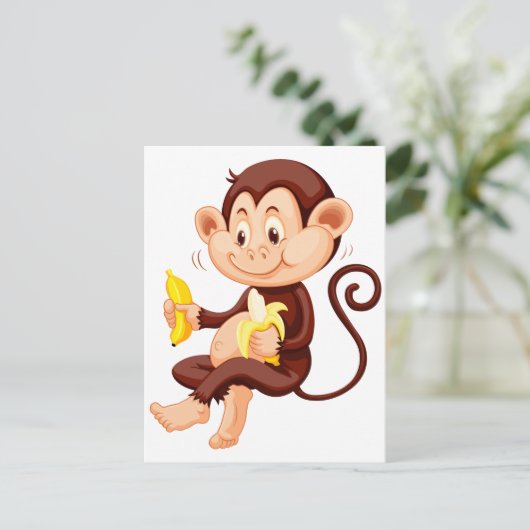 Carte Postale Petit singe mangeant des bananes (Debout devant)