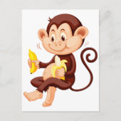 Carte Postale Petit singe mangeant des bananes (Devant)