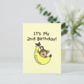 Carte Postale Petit singe sur Banana 2e anniversaire (Debout devant)