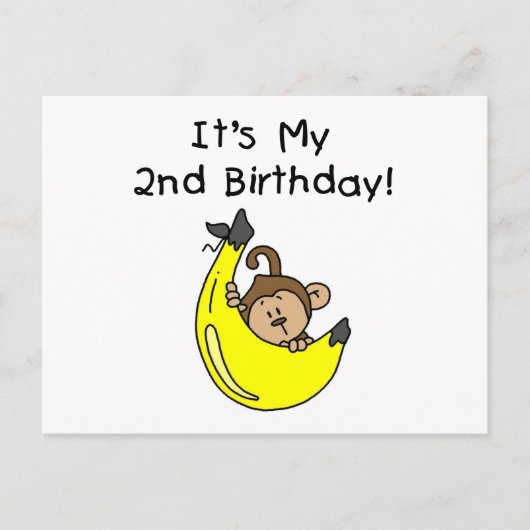 Carte Postale Petit singe sur Banana 2e anniversaire (Devant)