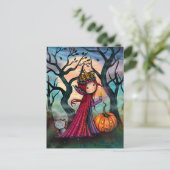 Carte Postale Petit Vampire avec Chat Tigre (Debout devant)