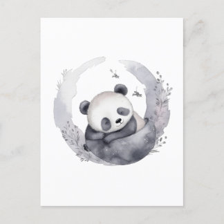 Carte Postale Petite Aquarelle Sleepy Bébé Panda Ours