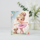 Carte Postale Petite ballerine prima et son chiot (Debout devant)