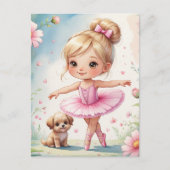 Carte Postale Petite ballerine prima et son chiot (Devant)
