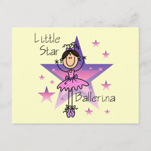 Carte Postale Petite Ballerine Star - Cheveux Bruns