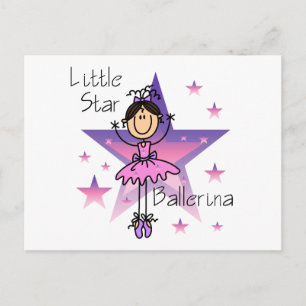 Carte Postale Petite Ballerine Star - Cheveux Bruns