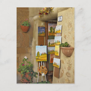 Carte Postale Petite boutique avec des oeuvres d'art à vendre su