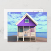 Carte Postale Petite cabane de plage sur le sable (Devant / Derrière)