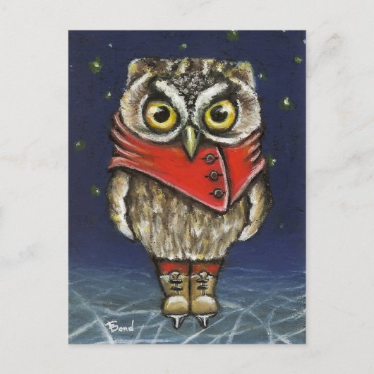Carte Postale Petite chouette sur glace (Devant)