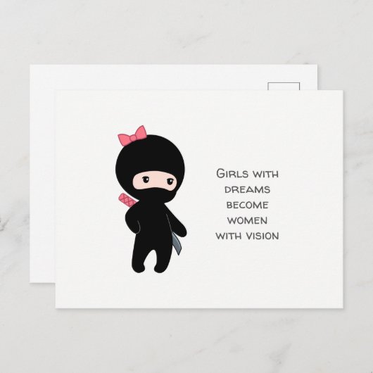 Carte Postale Petite citation de fille Ninja (Devant / Derrière)