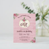 Carte Postale Petite Citrouille rose 1er Anniversaire Fête Invit (Debout devant)