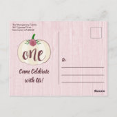 Carte Postale Petite Citrouille rose 1er Anniversaire Fête Invit (Dos)