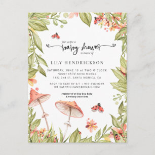 Carte Postale Petite Coccinelle Invitation à une Baby Shower d