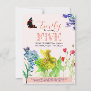 Carte Postale Petite fée et fleurs sauvages