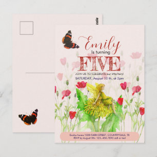Carte Postale Petite fée et pavots