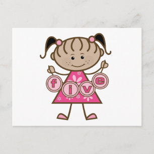Carte Postale Petite fille 5e anniversaire Tshirts et cadeaux