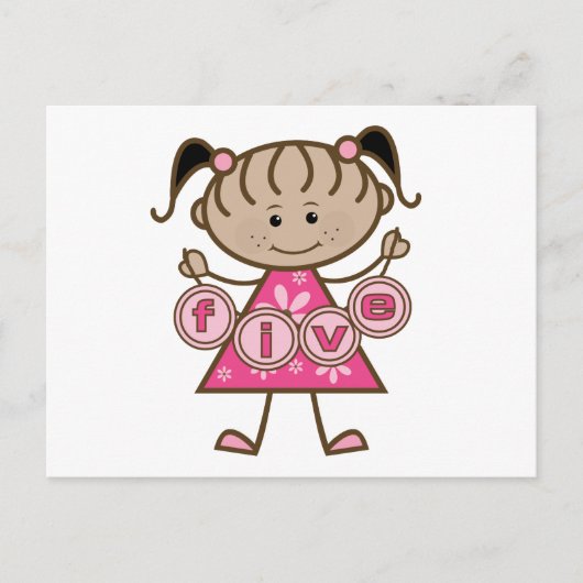 Carte Postale Petite fille 5e anniversaire Tshirts et cadeaux (Devant)